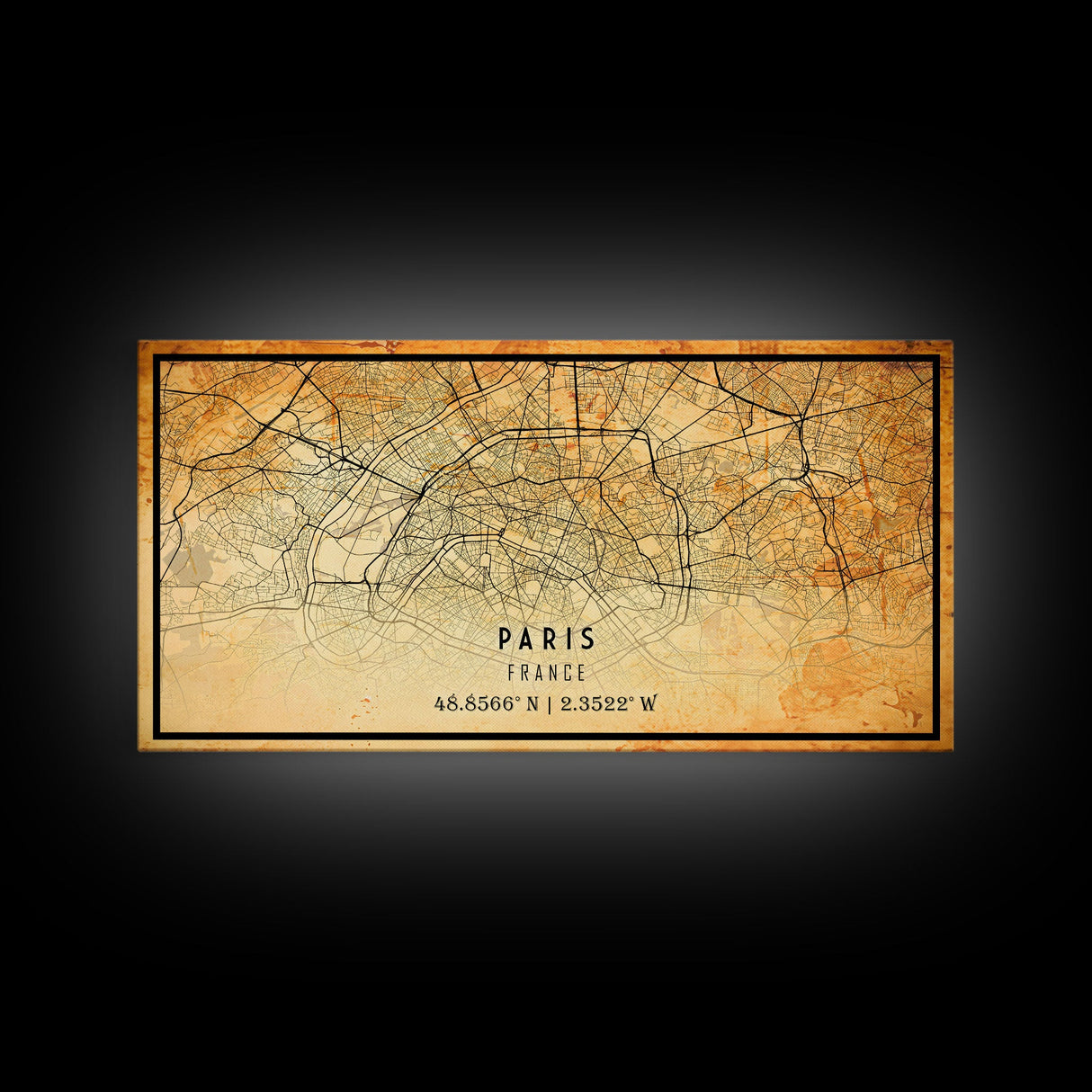 Paris France map print poster or framed canvas, Paris map print poster canvas, Paris France city map print poster canvas, Vintage Travel Art