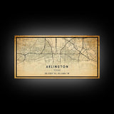 Arlington Texas map print poster or framed canvas, Arlington map print poster canvas, Texas city map print poster canvas, Vintage Travel Art