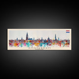 Amsterdam Netherlands Travel Art, City Art, Framed Canvas Print or Metal Wall Art, Europe Travel Poster, Panoramic Wall Art, Extra Wide Wall Art