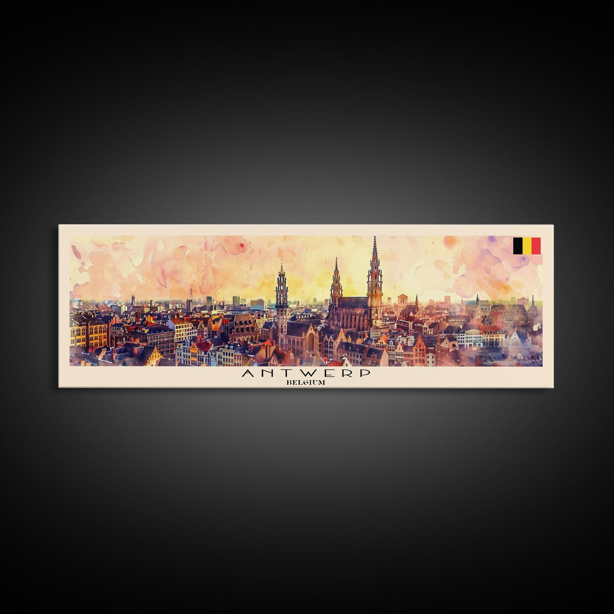 Antwerp Belgium Wall Art, Panoramic Travel Poster, Panoramic Framed Canvas Print, City Wall Art, Wall Hanging Home Decor, Travel Art