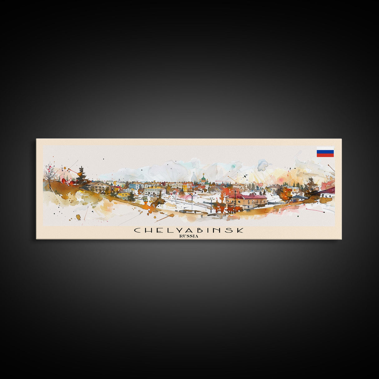 Chelyabinsk Russia Panoramic Travel Poster, Framed Canvas Print or Metal Wall Art, Travel Art, Home Decor, Panoramic Painting, Midcentury Art