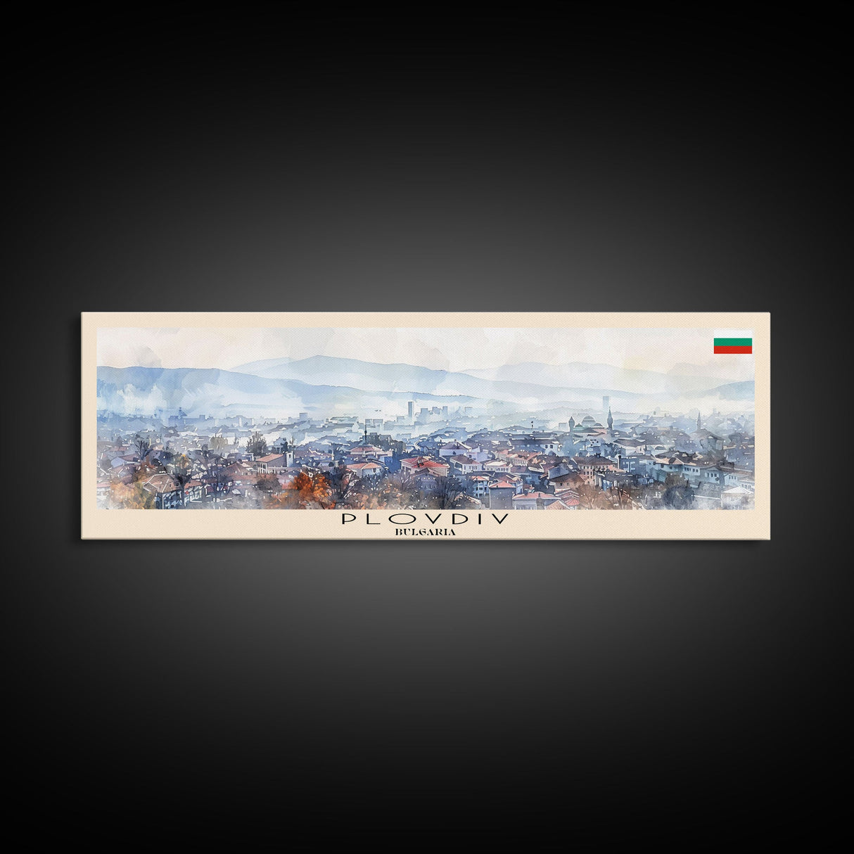 Plovdiv Bulgaria Travel Art, City Art, Framed Canvas Print or Metal Wall Art, Europe Travel Poster, Panoramic Wall Art, Extra Wide Wall Art