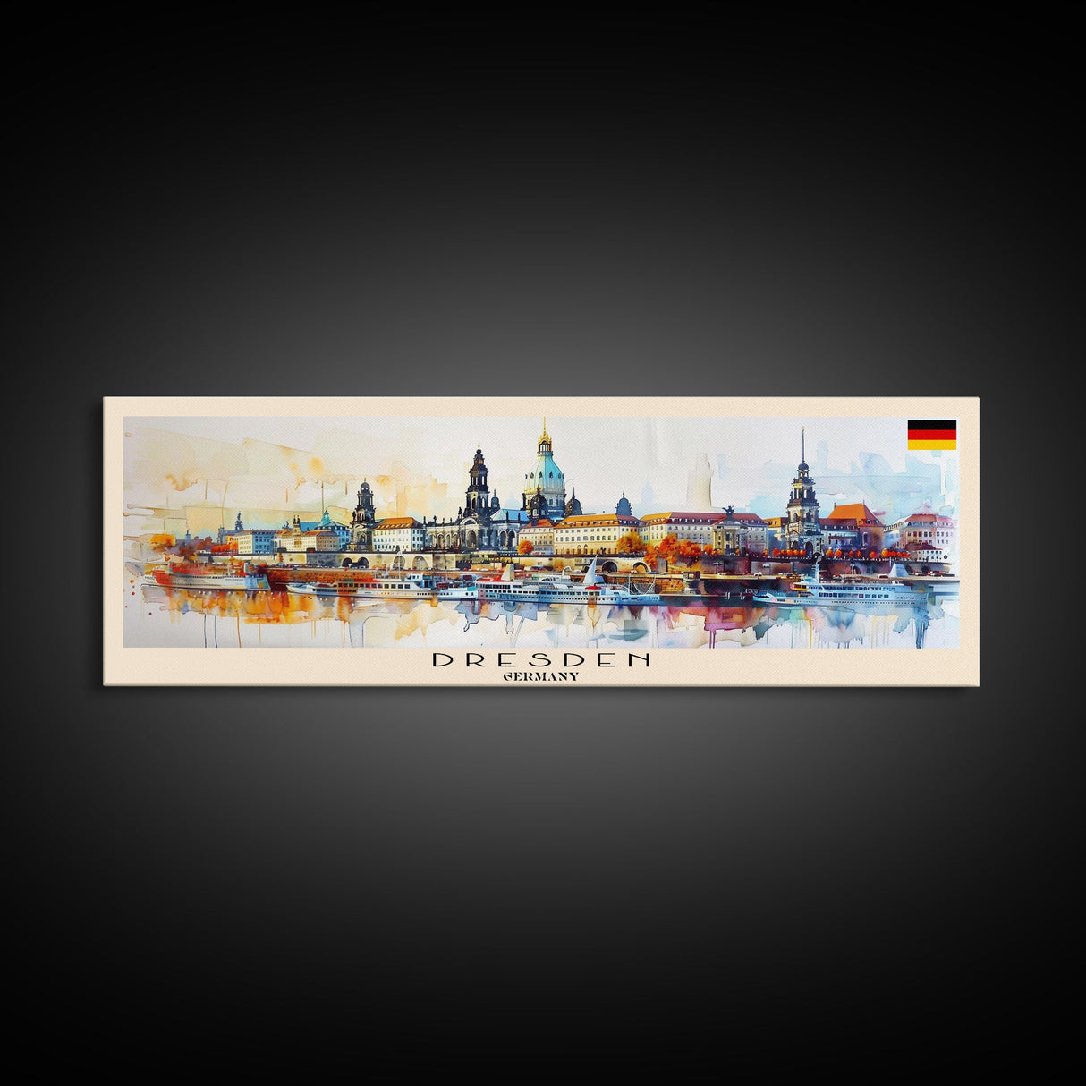 Dresde Germany Travel Art, City Art, Framed Canvas Print or Metal Wall Art, Europe Travel Poster, Panoramic Wall Art, Extra Wide Wall Art