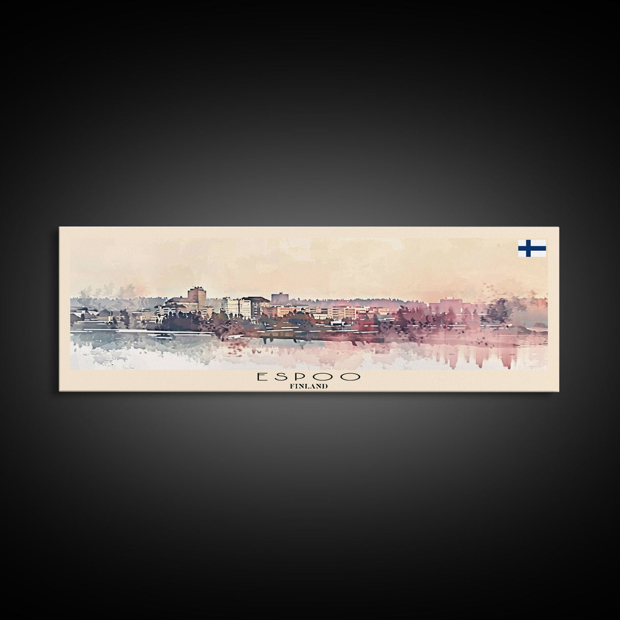 Espoo Finland Wall Art, Panoramic Travel Poster, Panoramic Framed Canvas Print, City Wall Art, Wall Hanging Home Decor, Travel Art