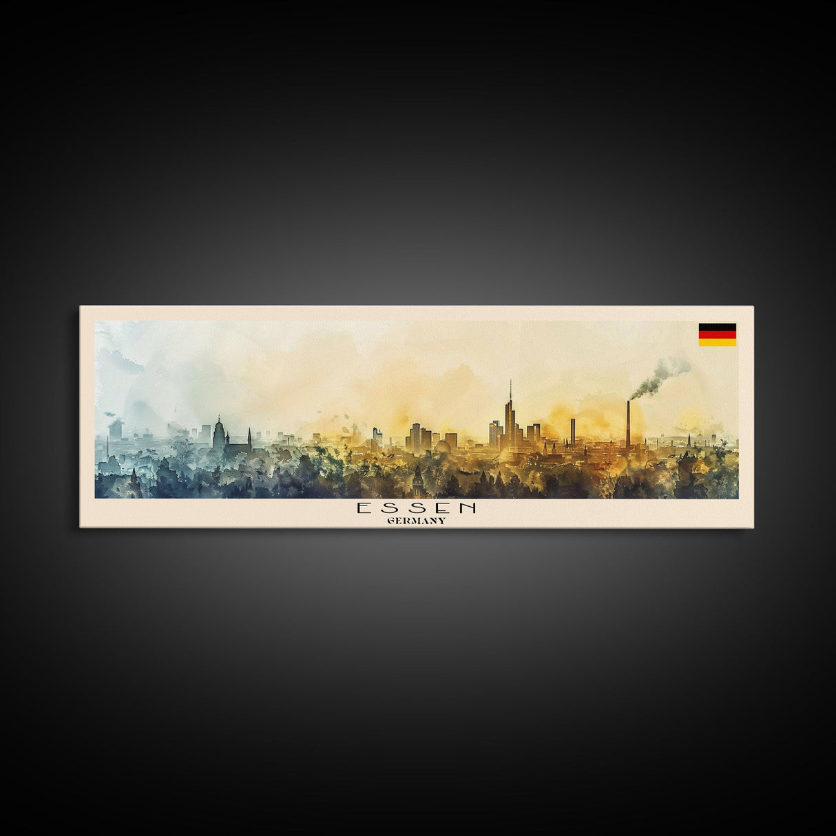 Essen Germany Travel Print Wall Art, Panoramic City Art, Travel Art, Wall Decor, Vacation Gift, Framed Canvas Print Or Metal Art