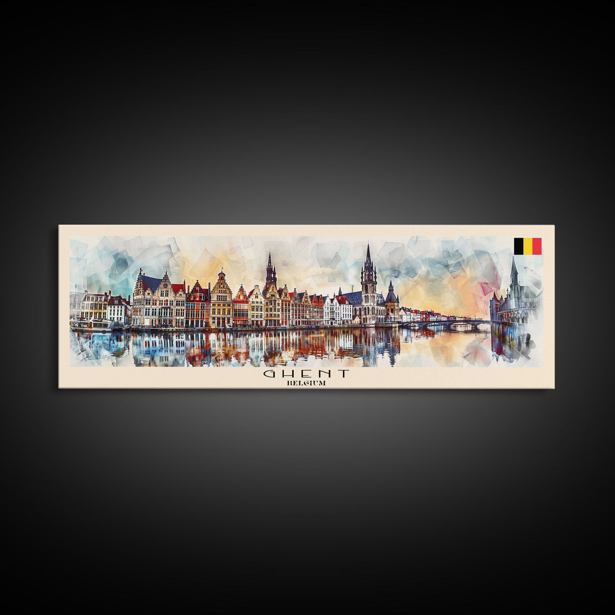 Ghent Belgium Wall Art, Panoramic Travel Poster, Panoramic Framed Canvas Print, City Wall Art, Wall Hanging Home Decor, Travel Art