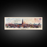 Haarlem Netherlands Travel Art, City Art, Framed Canvas Print or Metal Wall Art, Europe Travel Poster, Panoramic Wall Art, Extra Wide Wall Art