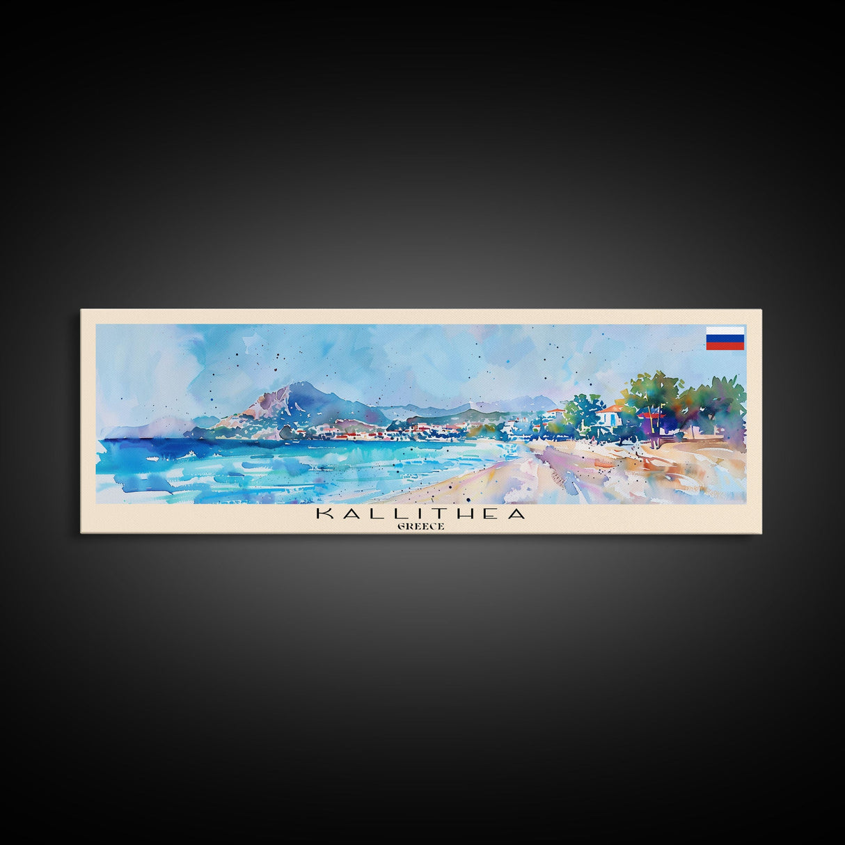 Kallithea Greece Travel Art, City Art, Framed Canvas Print or Metal Wall Art, Europe Travel Poster, Panoramic Wall Art, Extra Wide Wall Art