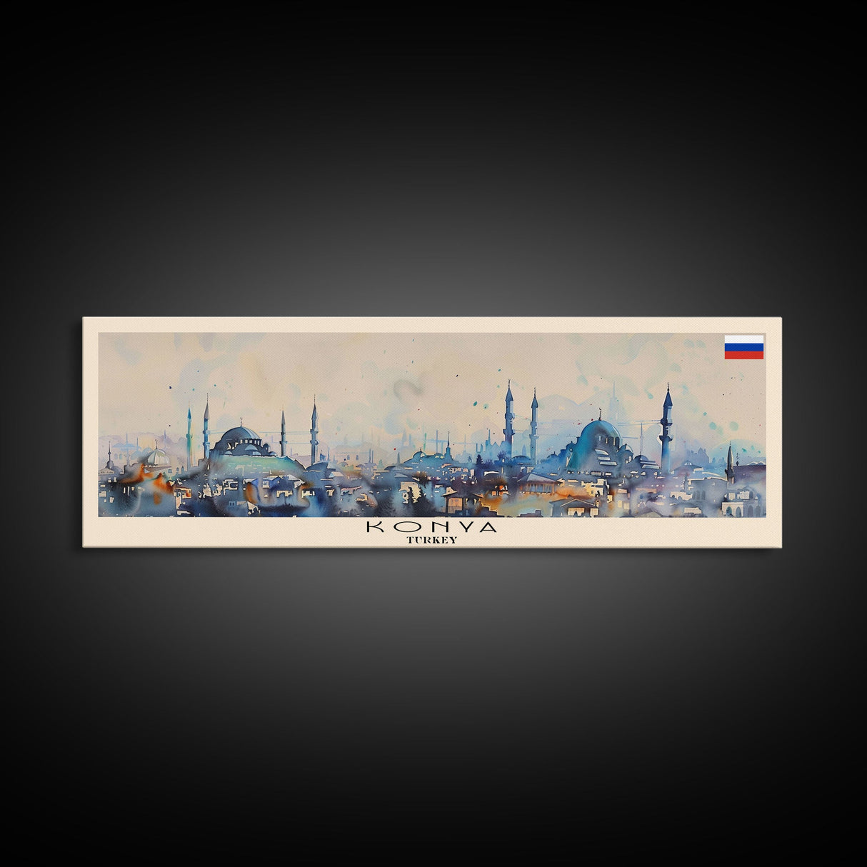 Konya Turkey Panoramic Travel Poster, Framed Canvas Print or Metal Wall Art, Travel Art, Home Decor, Panoramic Painting, Midcentury Art