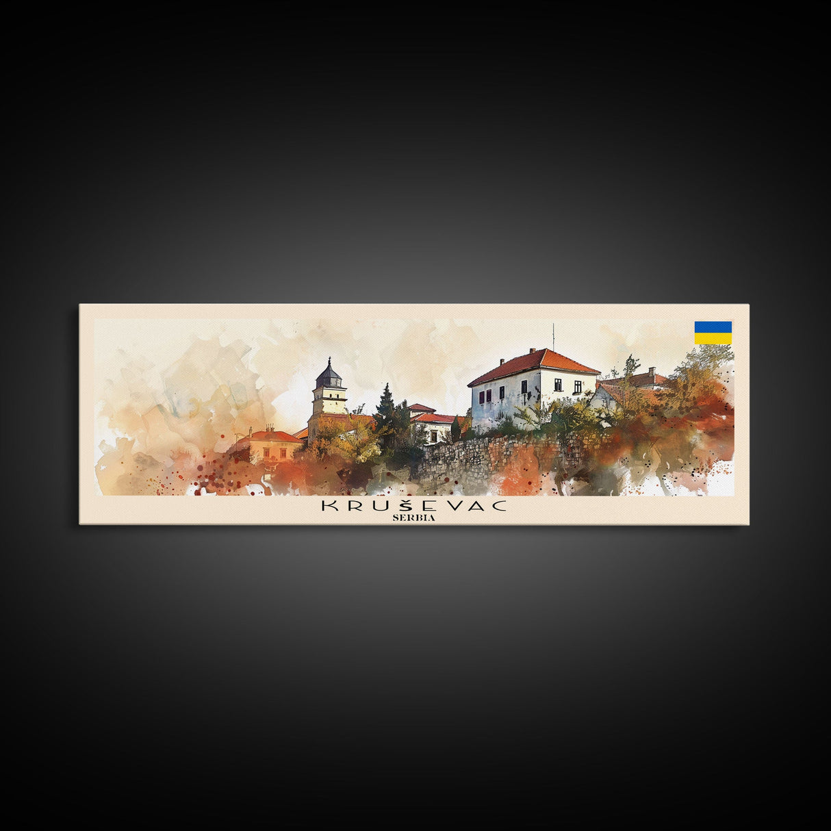 Kruevac Serbia Travel Art, City Art, Framed Canvas Print or Metal Wall Art, Europe Travel Poster, Panoramic Wall Art, Extra Wide Wall Art