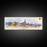 Leuven Belgium Wall Art, Panoramic Travel Poster, Panoramic Framed Canvas Print, City Wall Art, Wall Hanging Home Decor, Travel Art