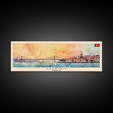 Lisbon Portugal Travel Print Wall Art, Panoramic City Art, Travel Art, Wall Decor, Vacation Gift, Framed Canvas Print Or Metal Art