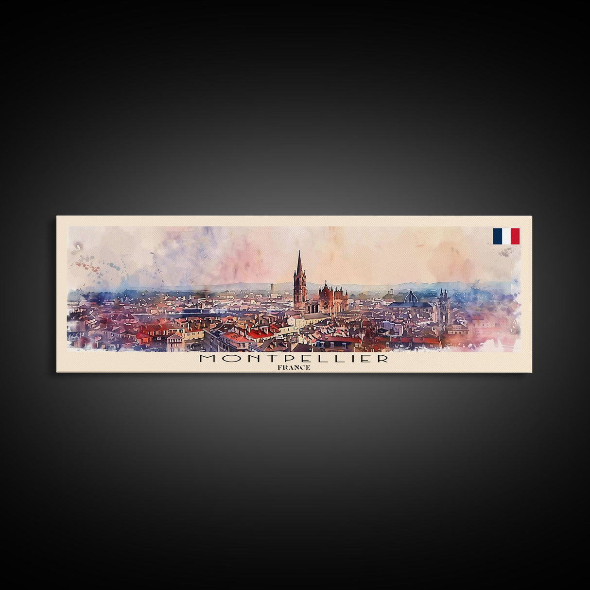 Montpellier France Wall Art, Panoramic Travel Poster, Panoramic Framed Canvas Print, City Wall Art, Wall Hanging Home Decor, Travel Art