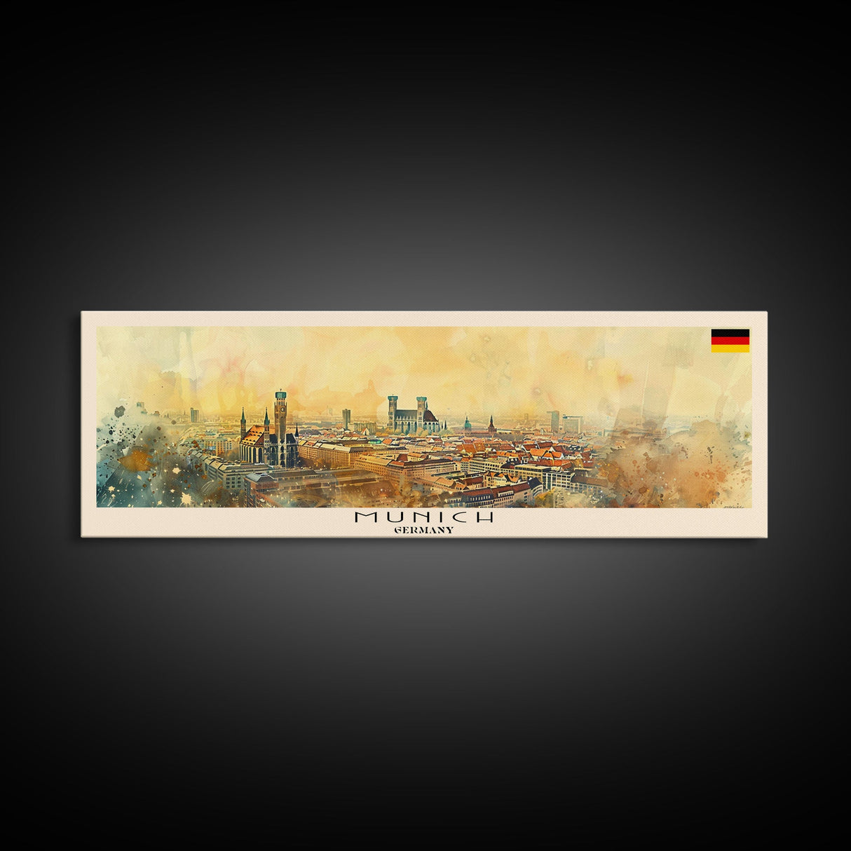 Munich Germany Wall Art, Panoramic Travel Poster, Panoramic Framed Canvas Print, City Wall Art, Wall Hanging Home Decor, Travel Art