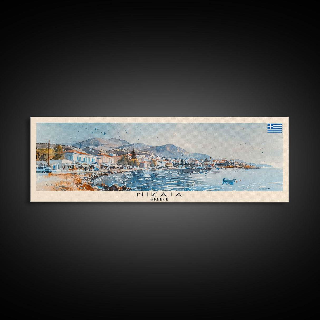 Nikaia Greece Wall Art, Panoramic Travel Poster, Panoramic Framed Canvas Print, City Wall Art, Wall Hanging Home Decor, Travel Art