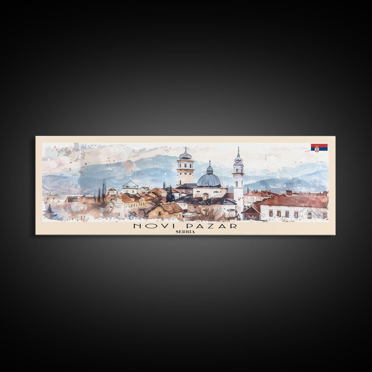 Novi Pazar Serbia Travel Print Wall Art, Panoramic City Art, Travel Art, Wall Decor, Vacation Gift, Framed Canvas Print Or Metal Art