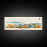 Salerno Italy Travel Art, City Art, Framed Canvas Print or Metal Wall Art, Europe Travel Poster, Panoramic Wall Art, Extra Wide Wall Art