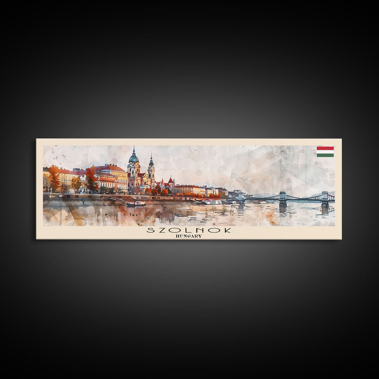 Szolnok Hungary Wall Art, Panoramic Travel Poster, Panoramic Framed Canvas Print, City Wall Art, Wall Hanging Home Decor, Travel Art