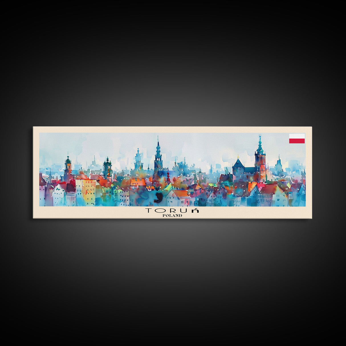 Torun Poland Travel Art, City Art, Framed Canvas Print or Metal Wall Art, Europe Travel Poster, Panoramic Wall Art, Extra Wide Wall Art