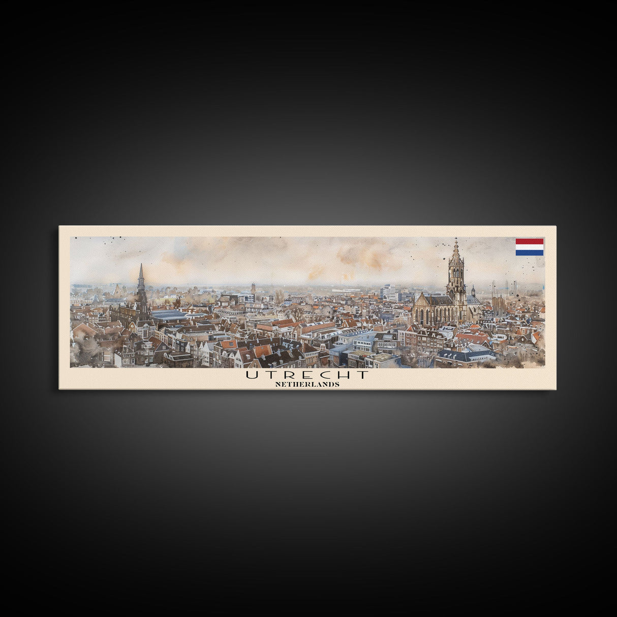 Utrecht Netherlands Travel Print Wall Art, Panoramic City Art, Travel Art, Wall Decor, Vacation Gift, Framed Canvas Print Or Metal Art