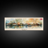 Vejle Denmark Travel Art, City Art, Framed Canvas Print or Metal Wall Art, Europe Travel Poster, Panoramic Wall Art, Extra Wide Wall Art