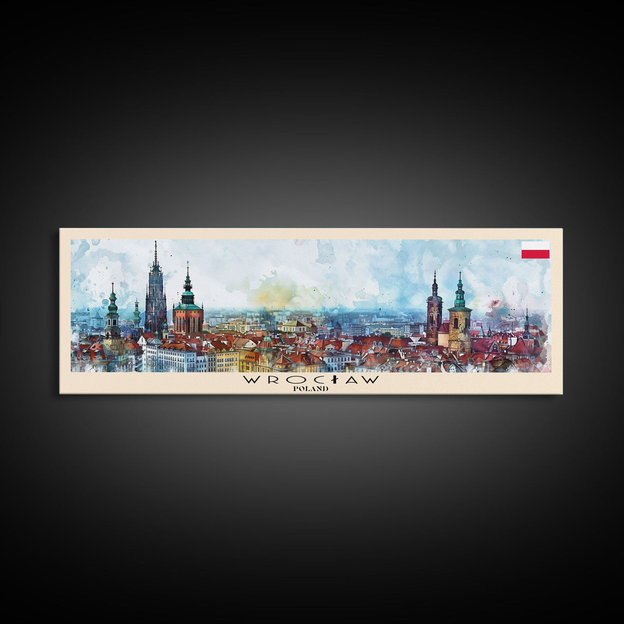 Wroclaw Poland Travel Print Wall Art, Panoramic City Art, Travel Art, Wall Decor, Vacation Gift, Framed Canvas Print Or Metal Art