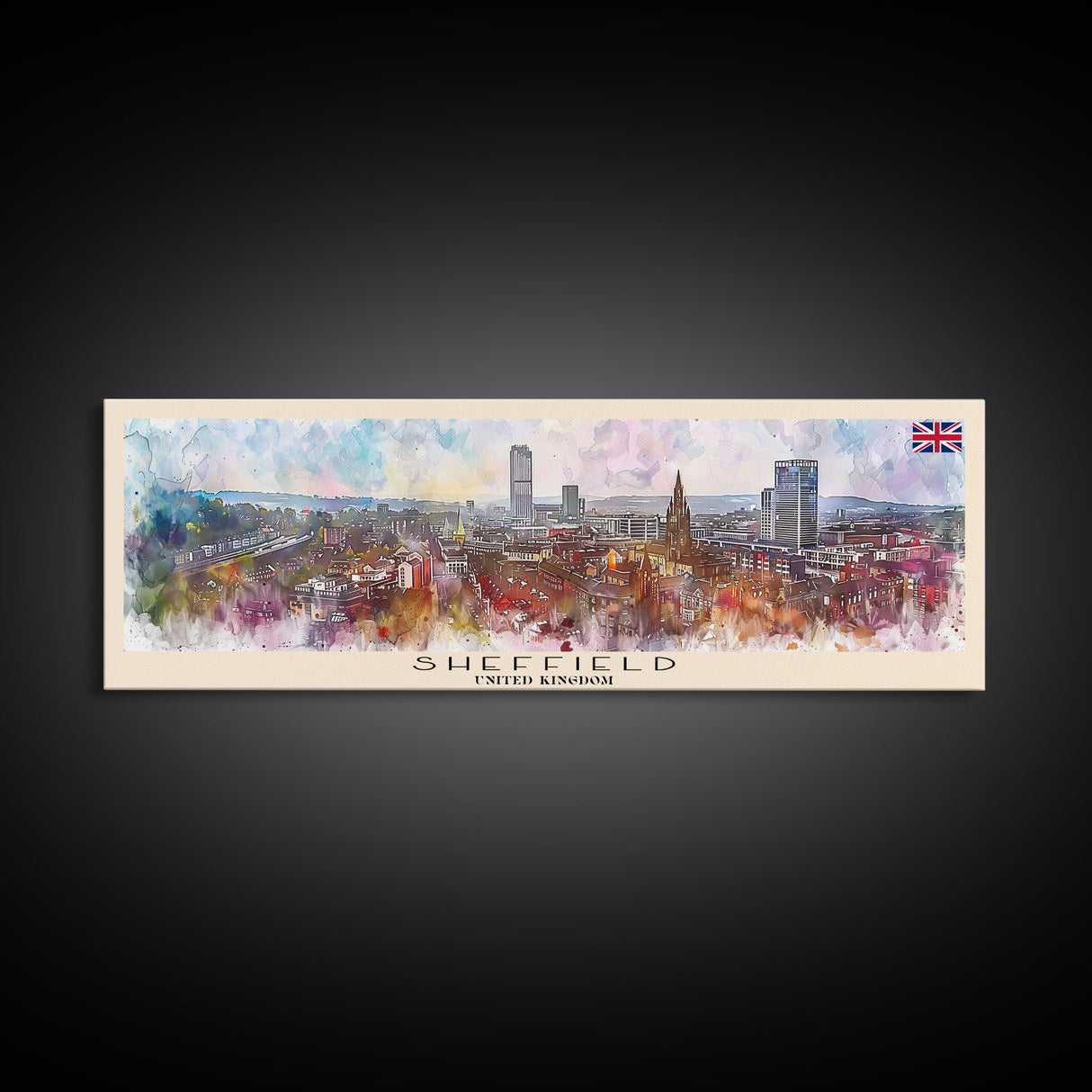 Sheffield United Kingdom Wall Art, Panoramic Travel Poster, Panoramic Framed Canvas Print, City Wall Art, Wall Hanging Home Decor, Travel Art