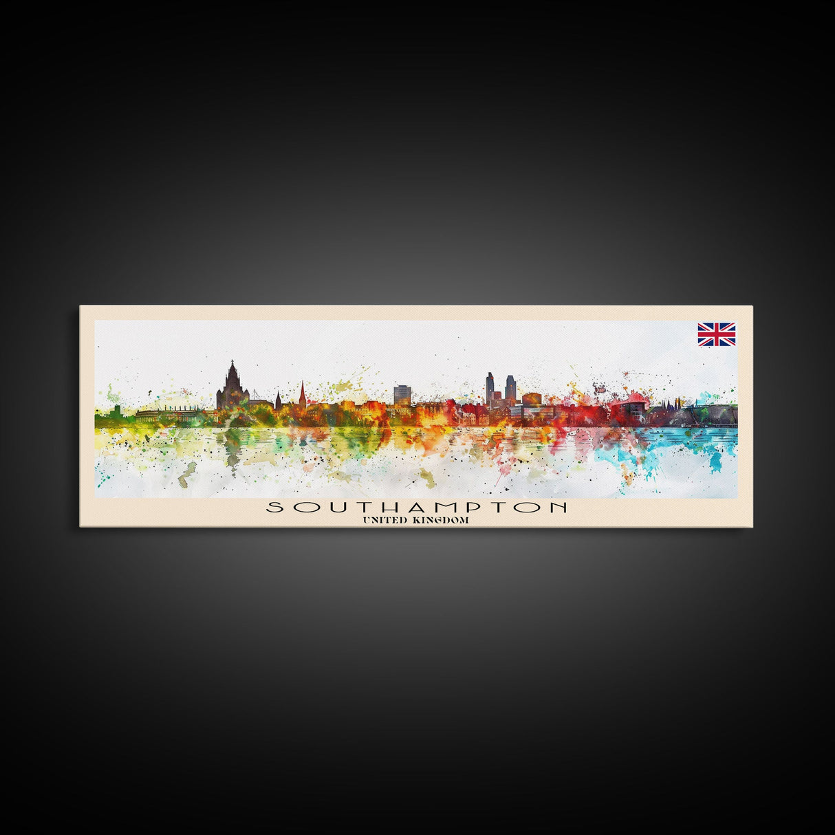 Southampton United Kingdom Wall Art, Panoramic Travel Poster, Panoramic Framed Canvas Print, City Wall Art, Wall Hanging Home Decor, Travel Art