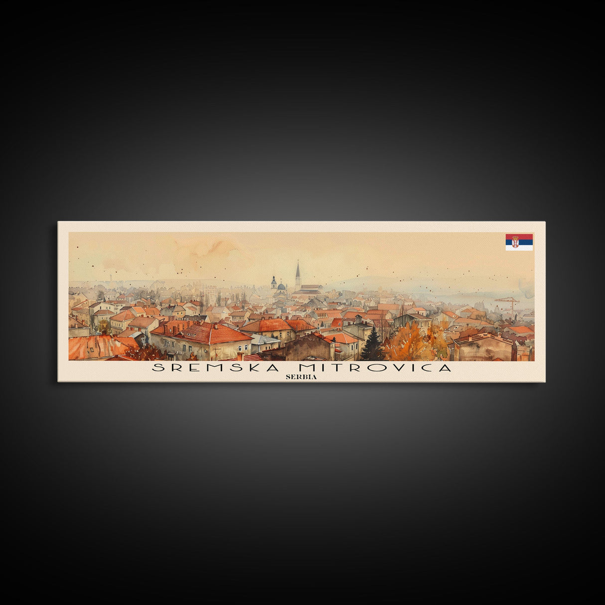 Sremska Mitrovica Serbia Travel Art, City Art, Framed Canvas Print or Metal Wall Art, Europe Travel Poster, Panoramic Wall Art, Extra Wide Wall Art