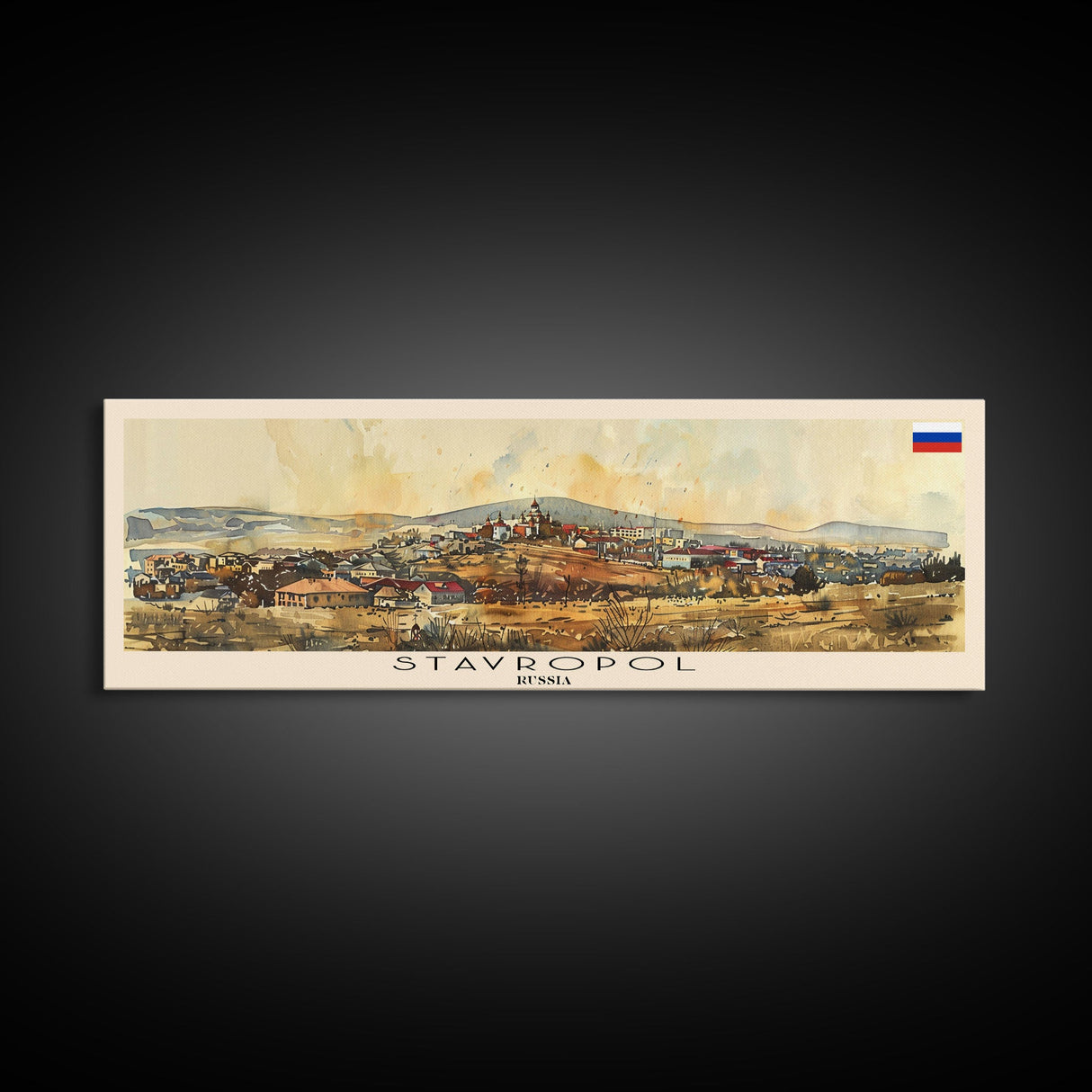 Stavropol Russia Panoramic Travel Poster, Framed Canvas Print or Metal Wall Art, Travel Art, Home Decor, Panoramic Painting, Midcentury Art