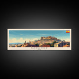 Badajoz Spain Wall Art, Panoramic Travel Poster, Panoramic Framed Canvas Print, City Wall Art, Wall Hanging Home Decor, Travel Art