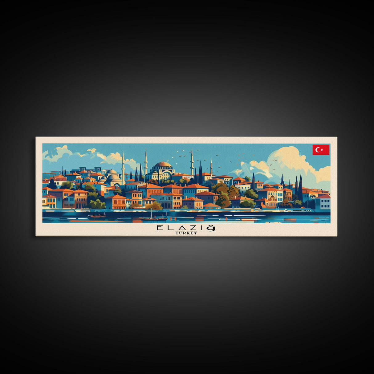 Elazig Turkey Wall Art, Panoramic Travel Poster, Panoramic Framed Canvas Print, City Wall Art, Wall Hanging Home Decor, Travel Art