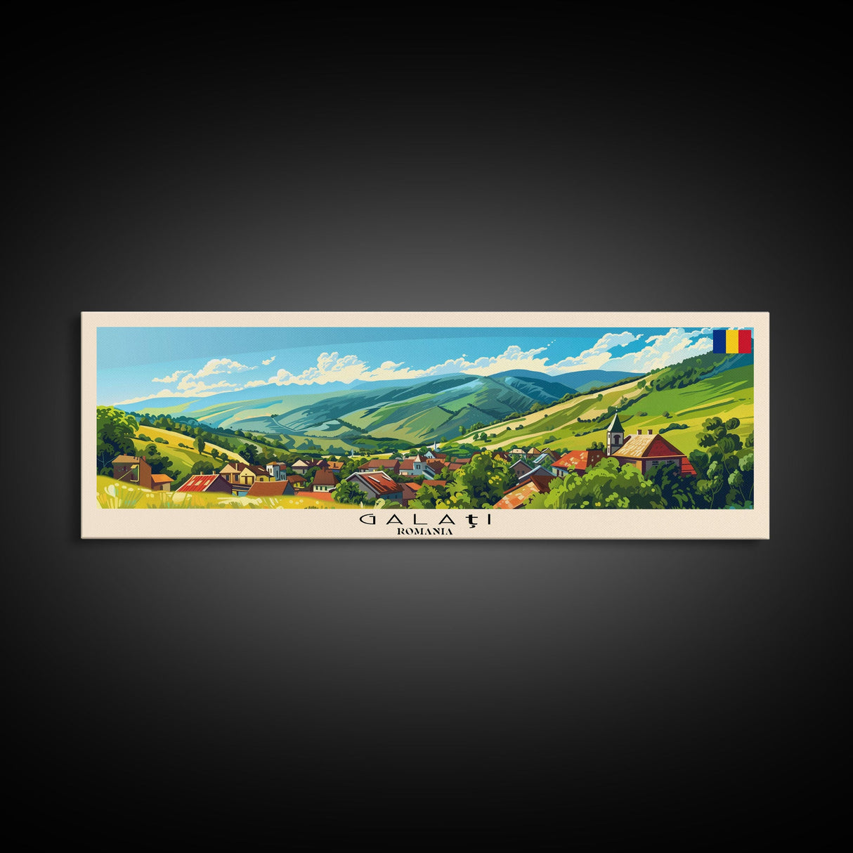 Galati Romania Travel Art, City Art, Framed Canvas Print or Metal Wall Art, Europe Travel Poster, Panoramic Wall Art, Extra Wide Wall Art