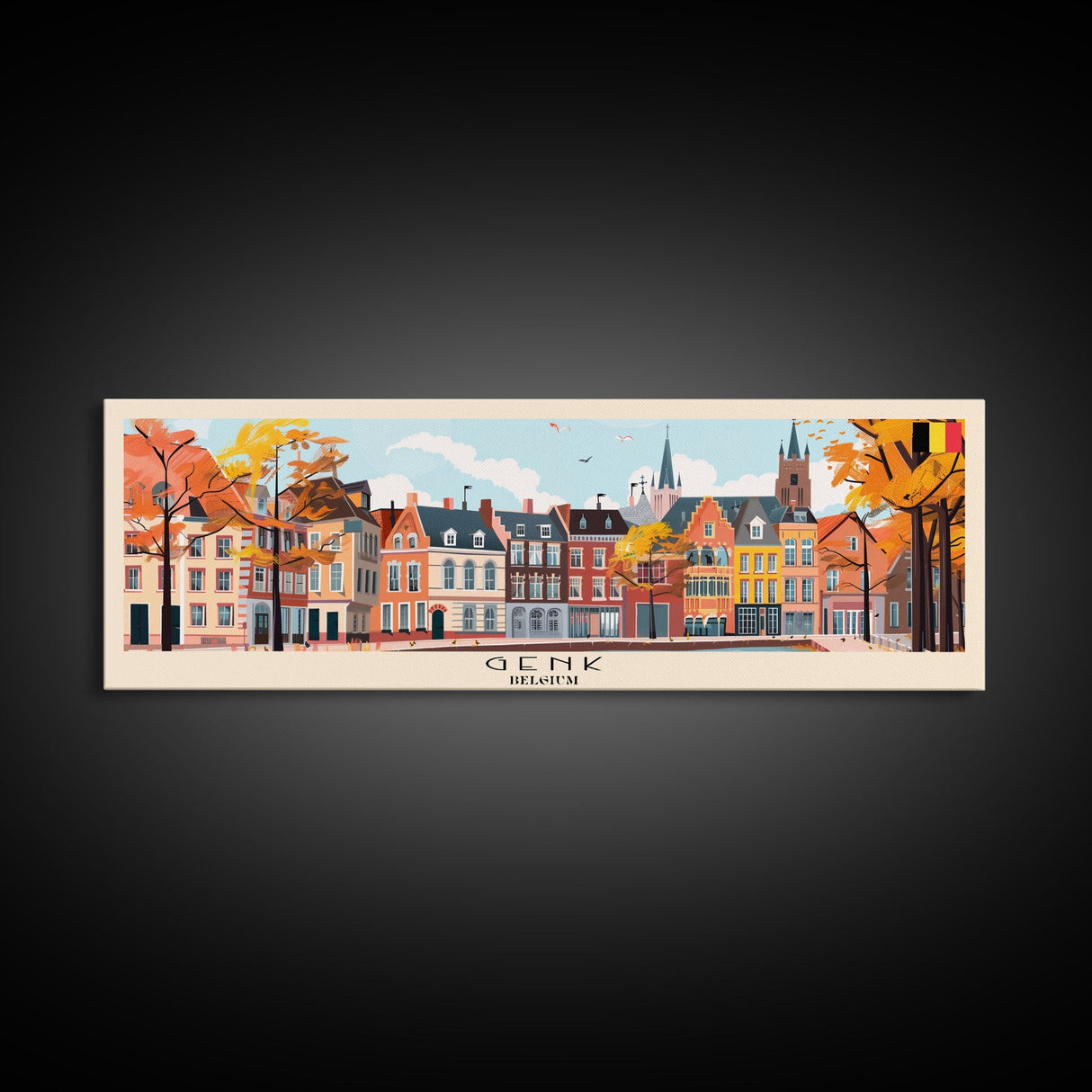 Genk Belgium Travel Print Wall Art, Panoramic City Art, Travel Art, Wall Decor, Vacation Gift, Framed Canvas Print Or Metal Art