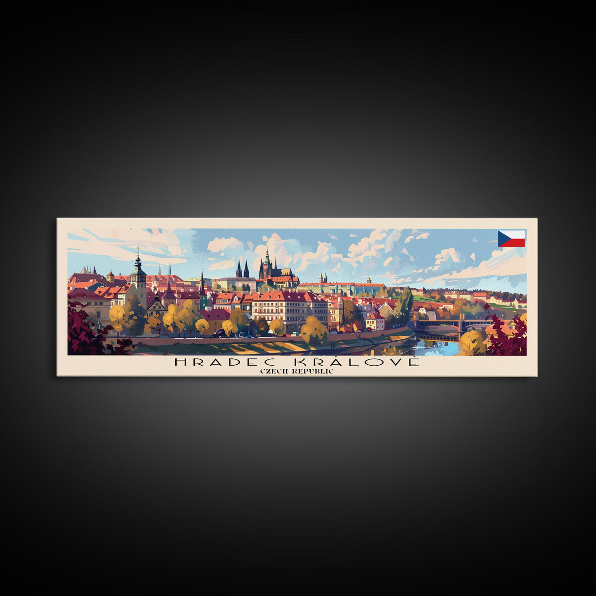 Hradec Czech Republic Travel Art, City Art, Framed Canvas Print or Metal Wall Art, Europe Travel Poster, Panoramic Wall Art, Extra Wide Wall Art