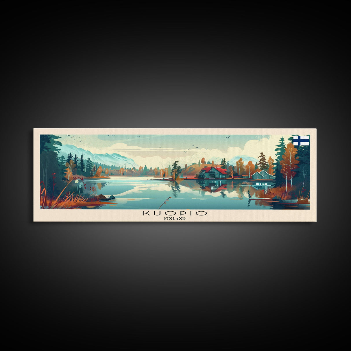 Kuopio Finland Wall Art, Panoramic Travel Poster, Panoramic Framed Canvas Print, City Wall Art, Wall Hanging Home Decor, Travel Art