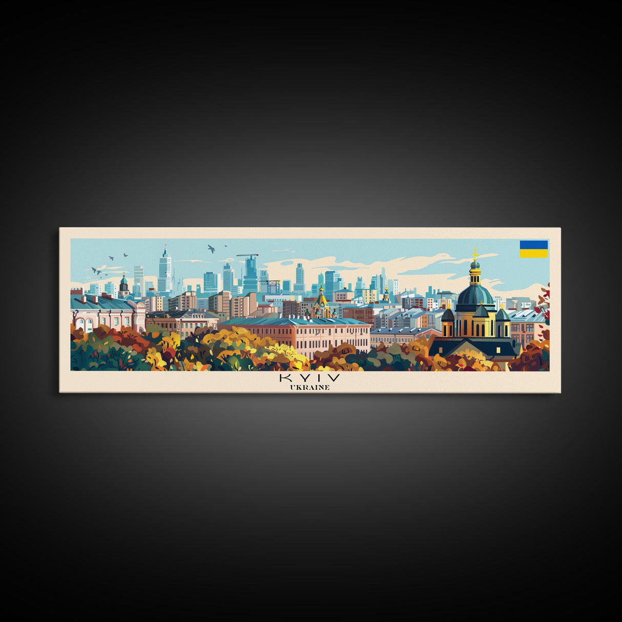 Kyiv Ukraine Wall Art, Panoramic Travel Poster, Panoramic Framed Canvas Print, City Wall Art, Wall Hanging Home Decor, Travel Art