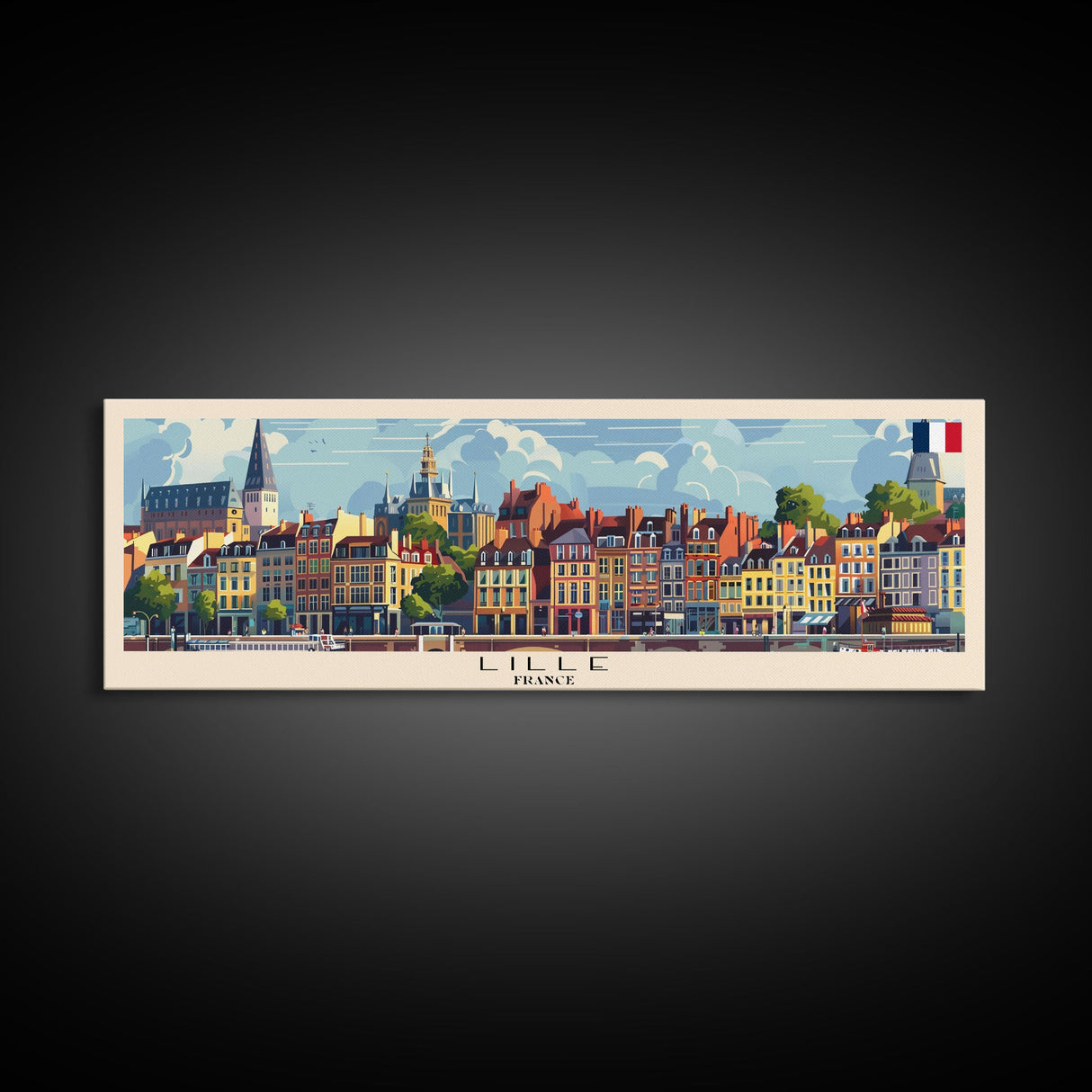 Lille France Wall Art, Panoramic Travel Poster, Panoramic Framed Canvas Print, City Wall Art, Wall Hanging Home Decor, Travel Art