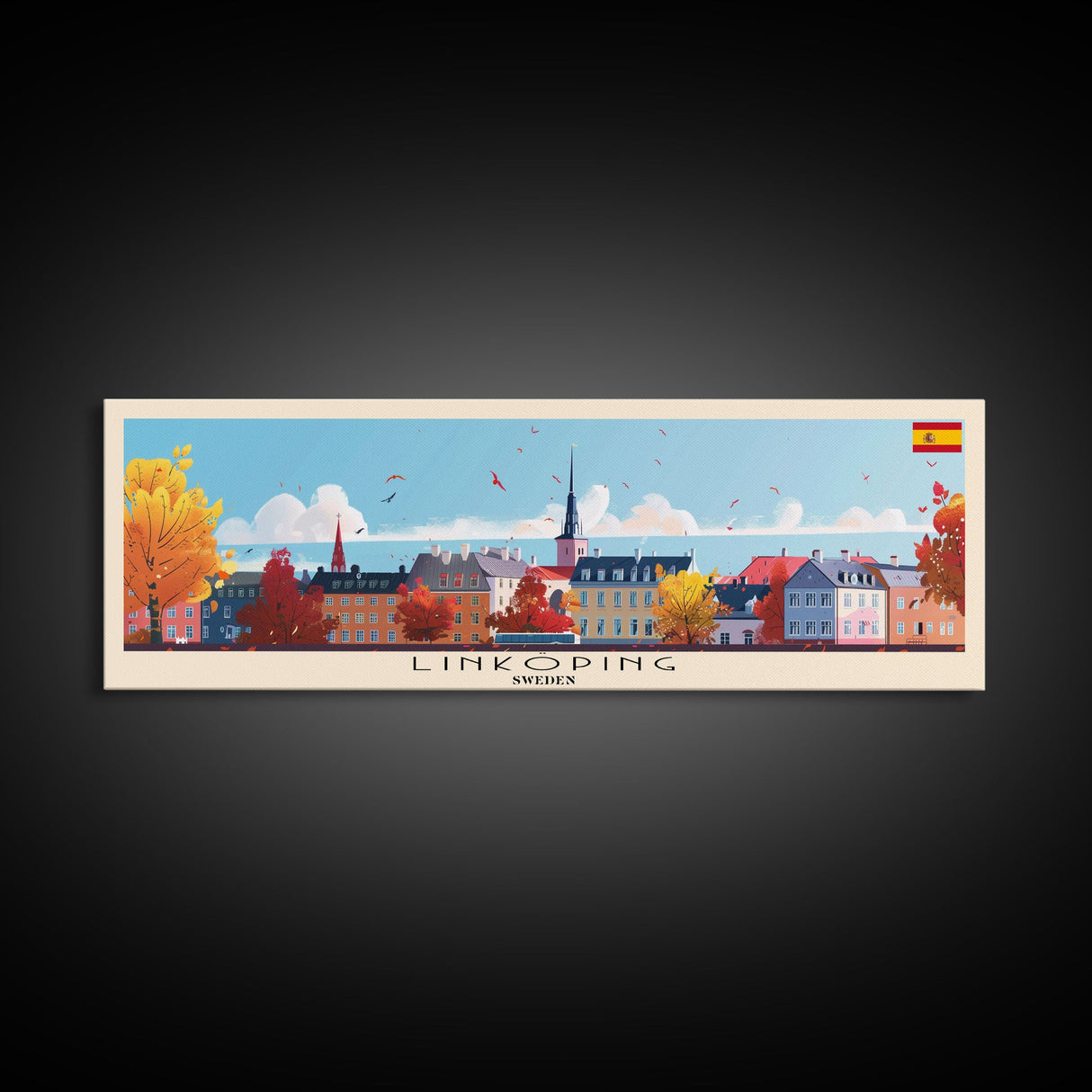 Linkoping Sweden Travel Art, City Art, Framed Canvas Print or Metal Wall Art, Europe Travel Poster, Panoramic Wall Art, Extra Wide Wall Art