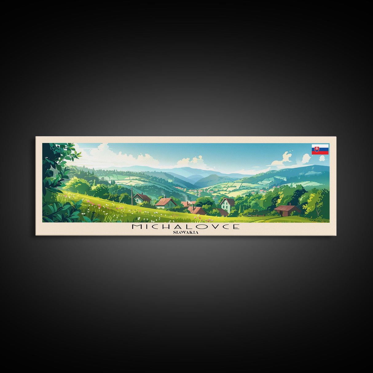 Michalovce Slovakia Travel Art, City Art, Framed Canvas Print or Metal Wall Art, Europe Travel Poster, Panoramic Wall Art, Extra Wide Wall Art