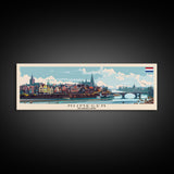 Nijmegen Netherlands Panoramic Travel Poster, Framed Canvas Print or Metal Wall Art, Travel Art, Home Decor, Panoramic Painting, Midcentury Art