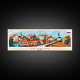 Olsztyn Poland Panoramic Travel Poster, Framed Canvas Print or Metal Wall Art, Travel Art, Home Decor, Panoramic Painting, Midcentury Art