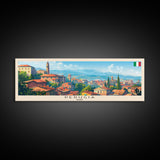 Perugia Italy Panoramic Travel Poster, Framed Canvas Print or Metal Wall Art, Travel Art, Home Decor, Panoramic Painting, Midcentury Art