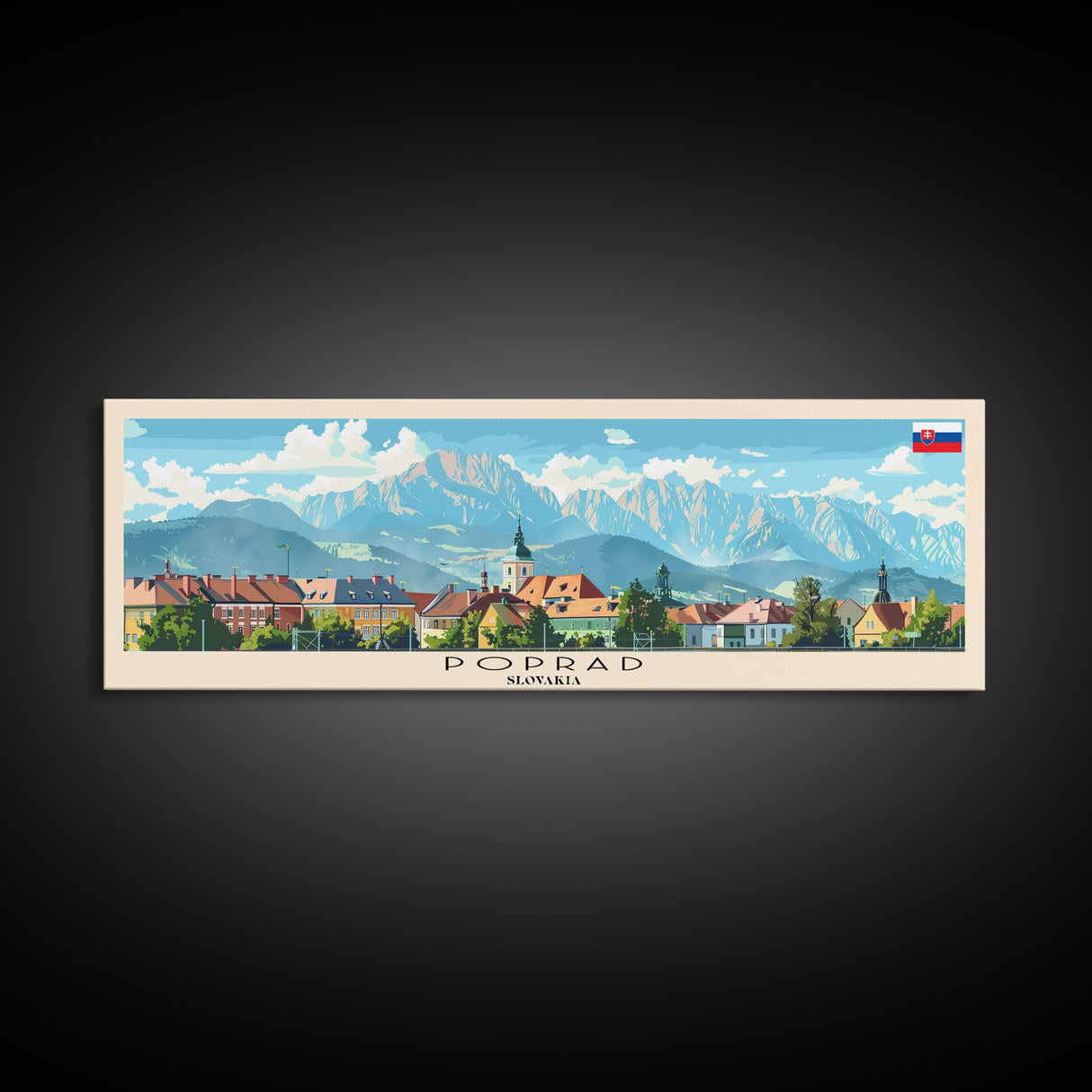 Poprad Slovakia Travel Print Wall Art, Panoramic City Art, Travel Art, Wall Decor, Vacation Gift, Framed Canvas Print Or Metal Art