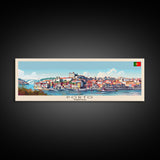 Porto Portugal Panoramic Travel Poster, Framed Canvas Print or Metal Wall Art, Travel Art, Home Decor, Panoramic Painting, Midcentury Art