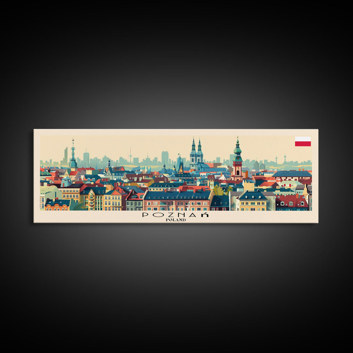 Poznan Poland Travel Art, City Art, Framed Canvas Print or Metal Wall Art, Europe Travel Poster, Panoramic Wall Art, Extra Wide Wall Art