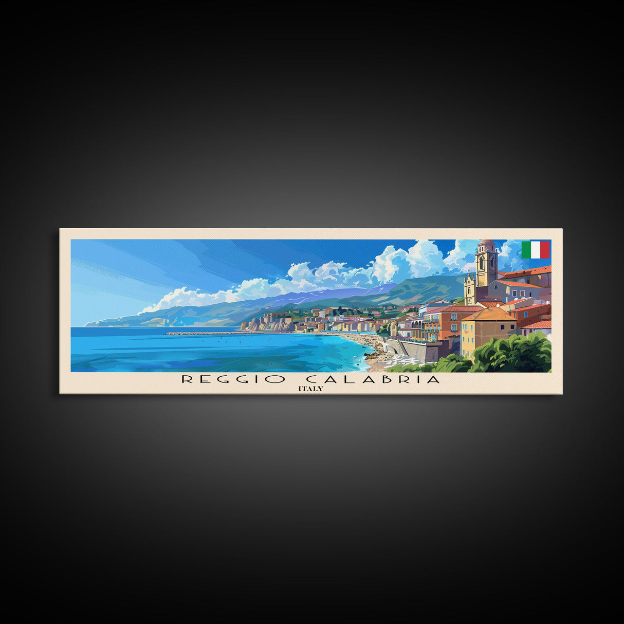 Reggio Calabria Wall Art, Panoramic Travel Poster, Panoramic Framed Canvas Print, City Wall Art, Wall Hanging Home Decor, Travel Art