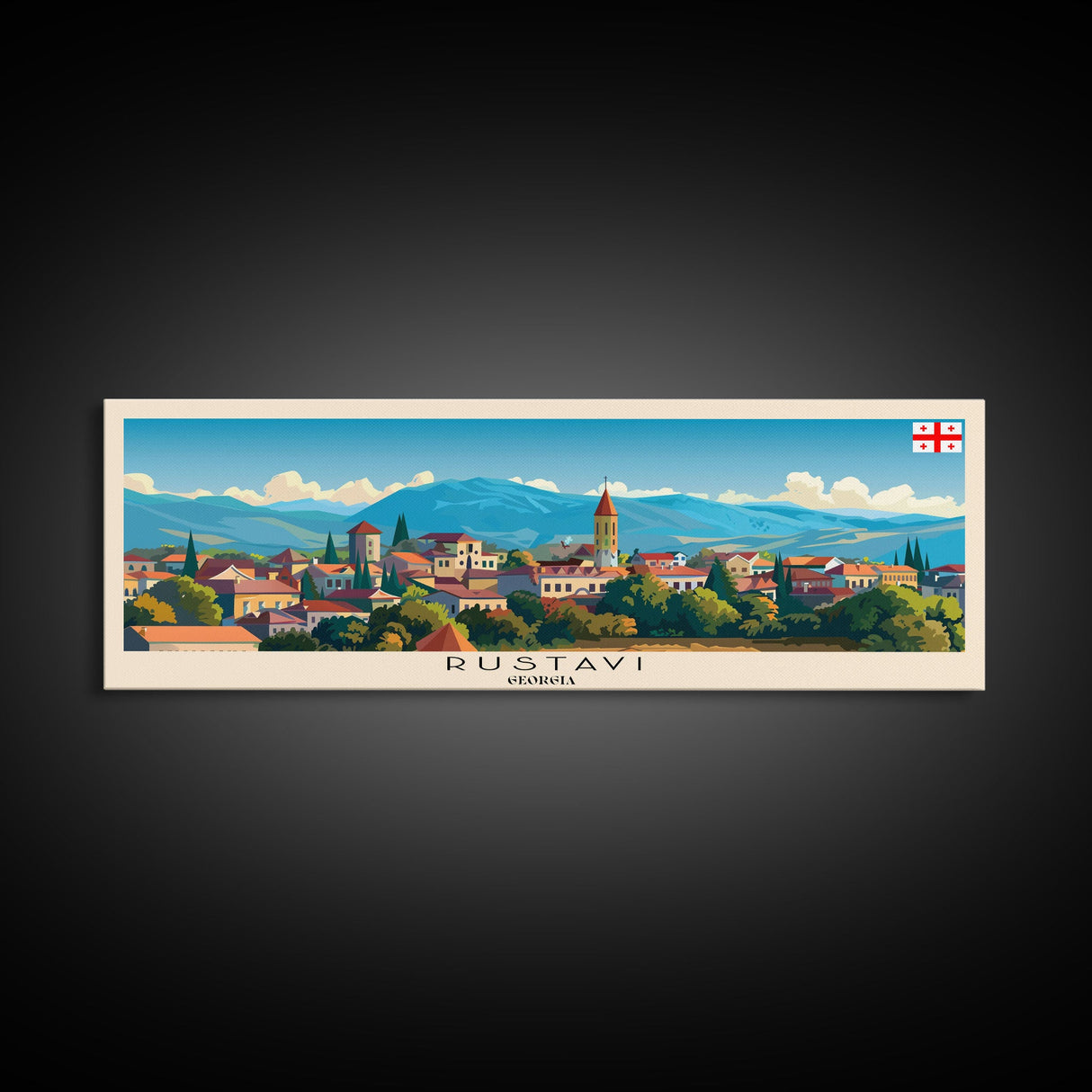 Rustavi Georgia Travel Art, City Art, Framed Canvas Print or Metal Wall Art, Europe Travel Poster, Panoramic Wall Art, Extra Wide Wall Art