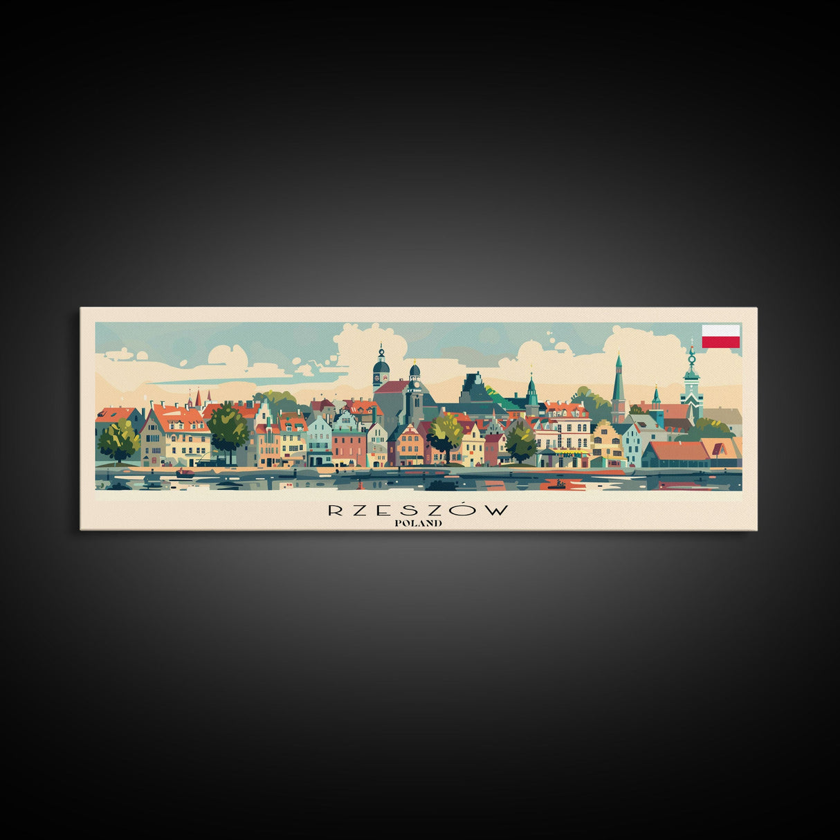 Rzeszow Poland Wall Art, Panoramic Travel Poster, Panoramic Framed Canvas Print, City Wall Art, Wall Hanging Home Decor, Travel Art