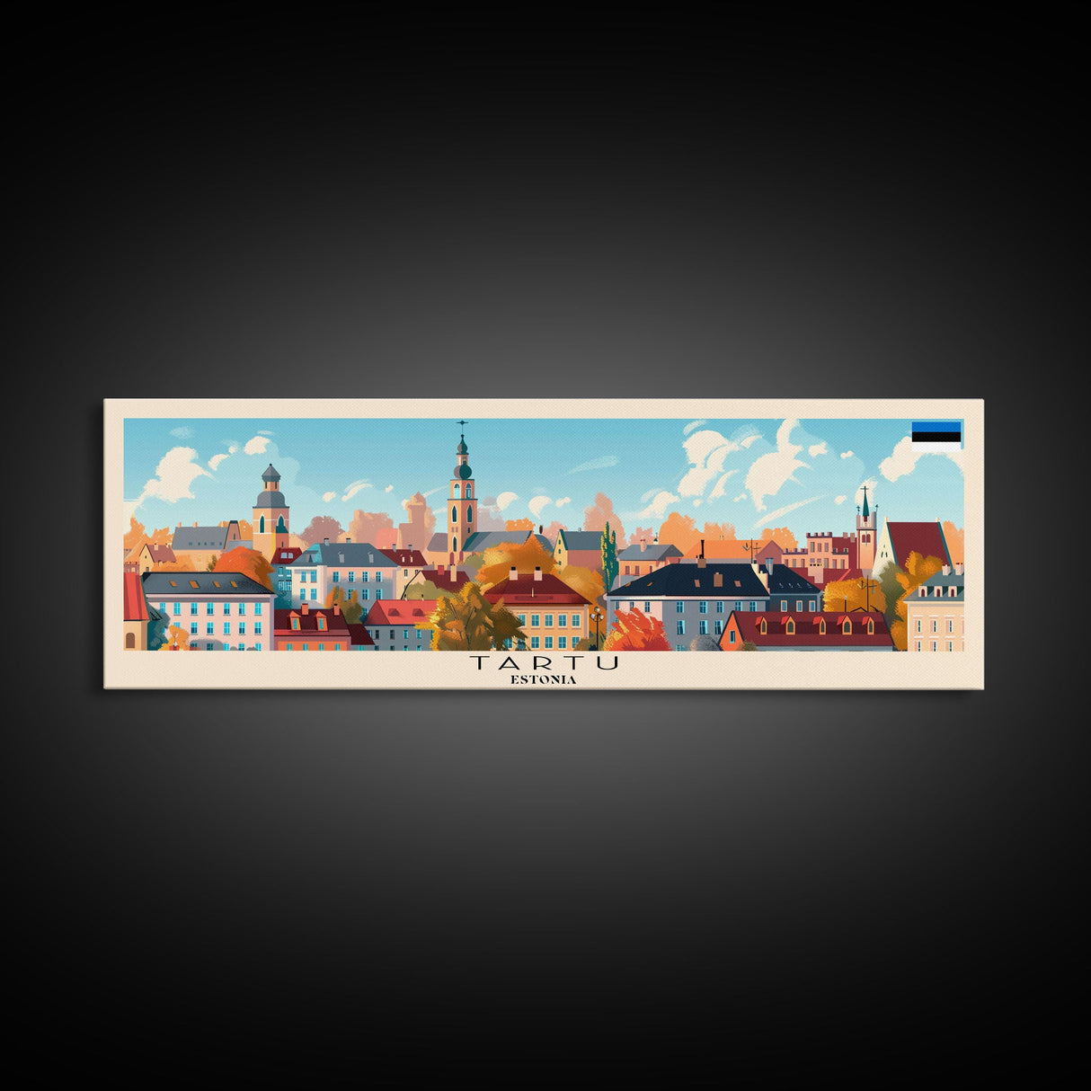 Tartu Estonia Wall Art, Panoramic Travel Poster, Panoramic Framed Canvas Print, City Wall Art, Wall Hanging Home Decor, Travel Art